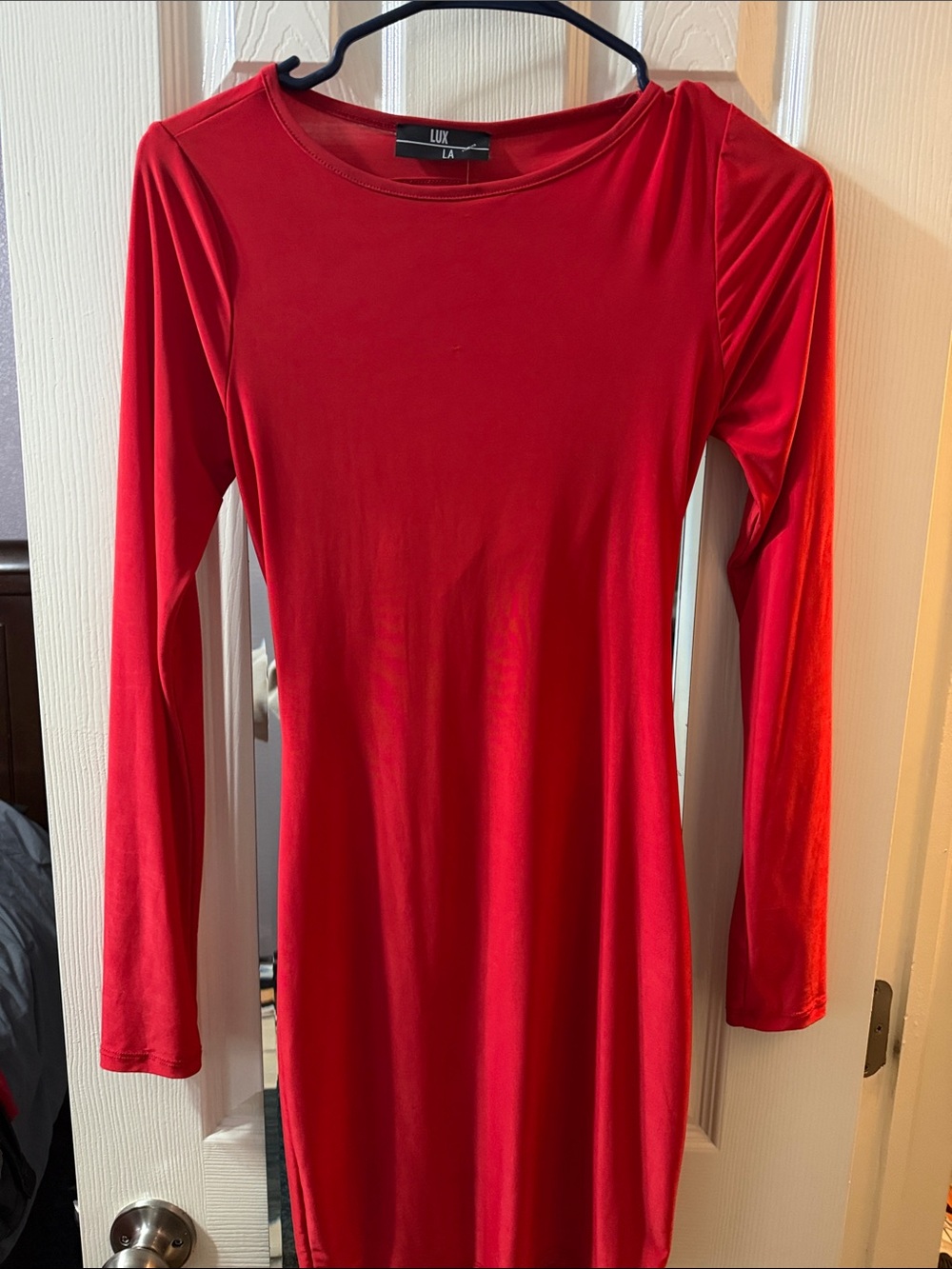 Lux Vibrant Red Long-Sleeve Bodycon Dress
